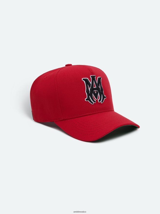 AMIRI unisexo negro rojo sombrero de lona completo xo 6TLR20413
