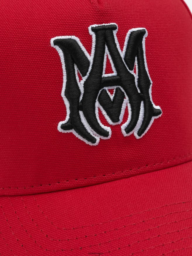 AMIRI unisexo negro rojo sombrero de lona completo xo 6TLR20413
