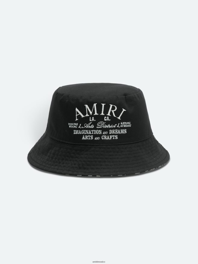 AMIRI unisexo negro sombrero de pescador reversible con repetición de marca 6TLR20422