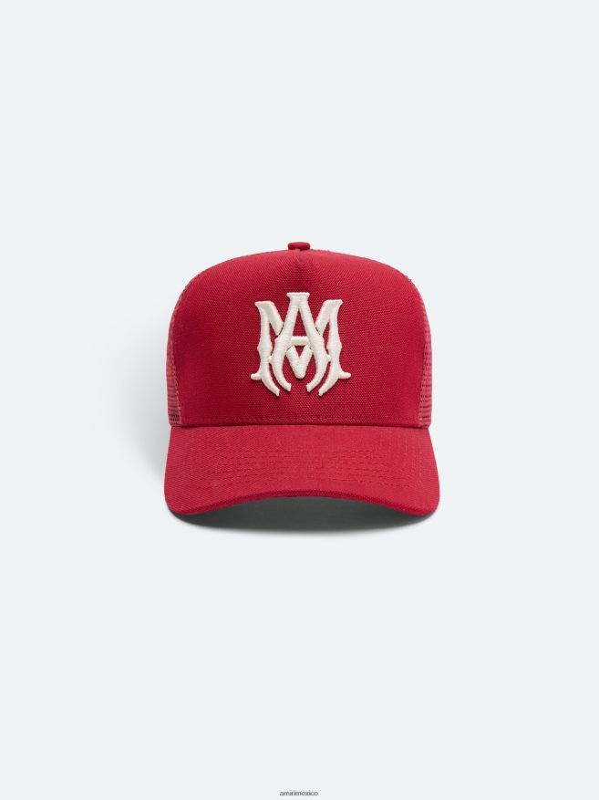 AMIRI unisexo rojo gorra de camionero con logo de ma 6TLR20435
