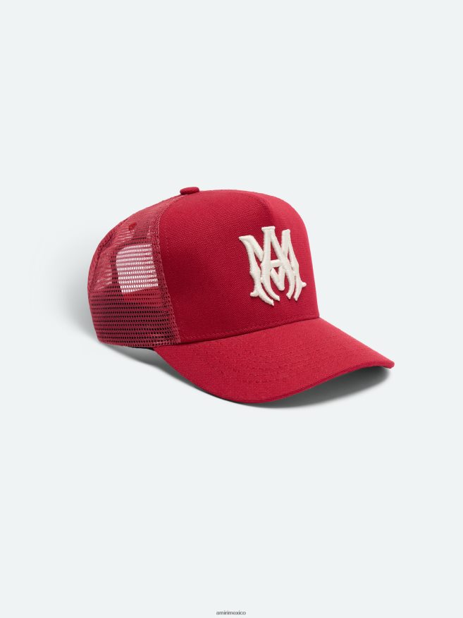 AMIRI unisexo rojo gorra de camionero con logo de ma 6TLR20435