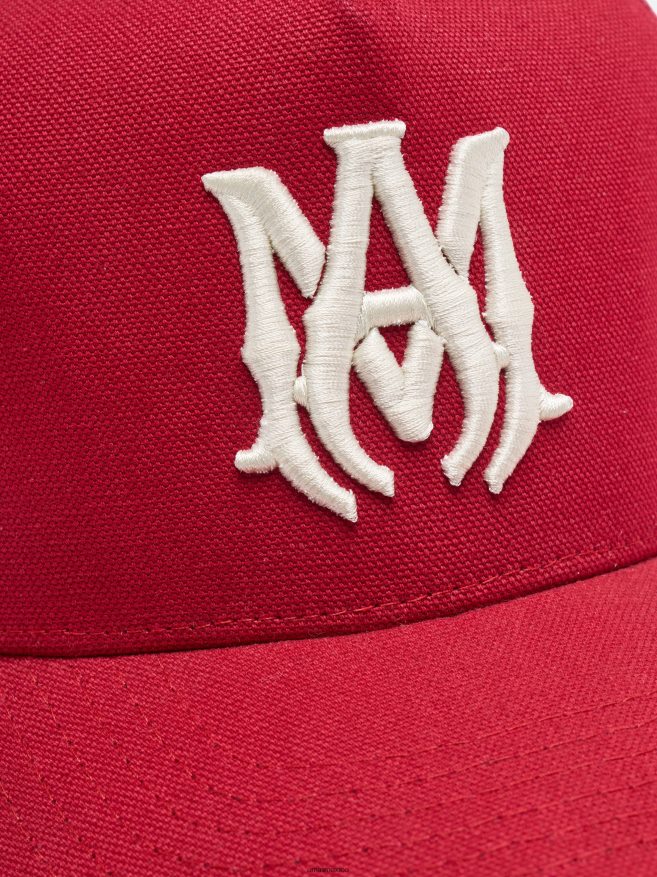 AMIRI unisexo rojo gorra de camionero con logo de ma 6TLR20435
