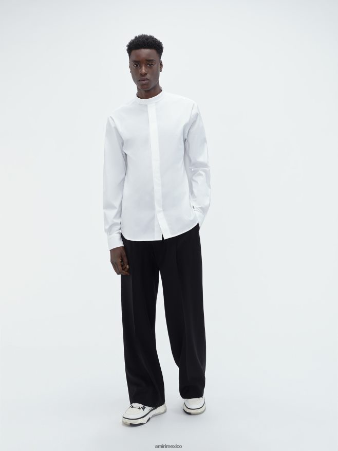 AMIRI hombres blanco camisa de popelina mandarina 6TLR20105