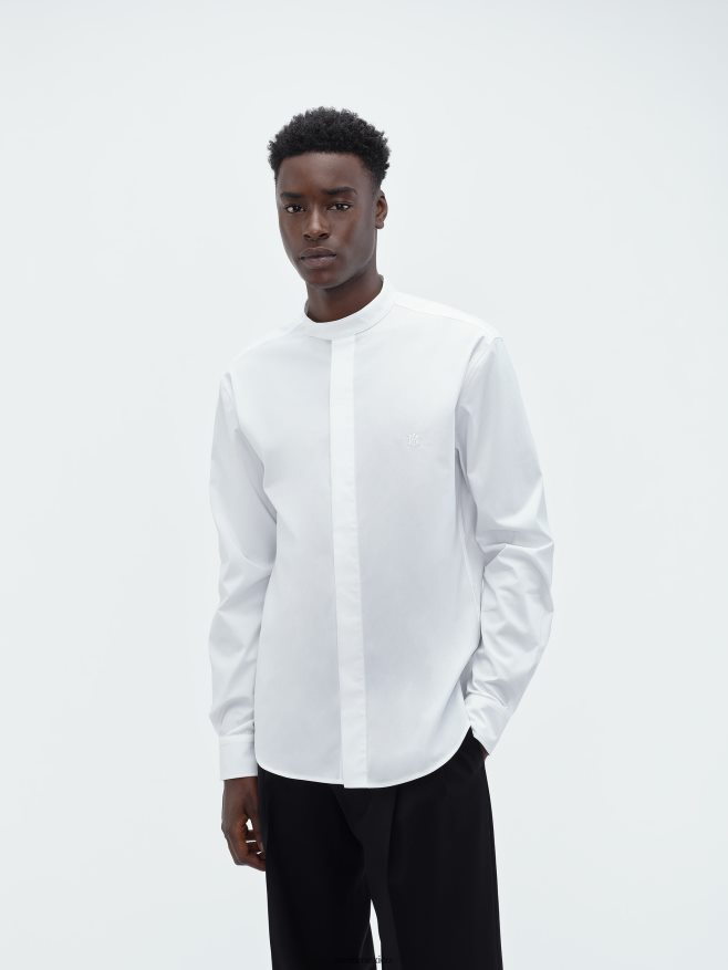 AMIRI hombres blanco camisa de popelina mandarina 6TLR20105