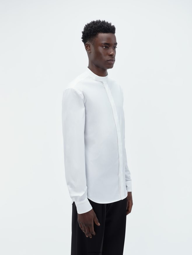 AMIRI hombres blanco camisa de popelina mandarina 6TLR20105