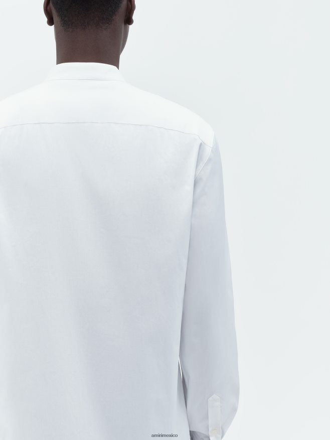 AMIRI hombres blanco camisa de popelina mandarina 6TLR20105