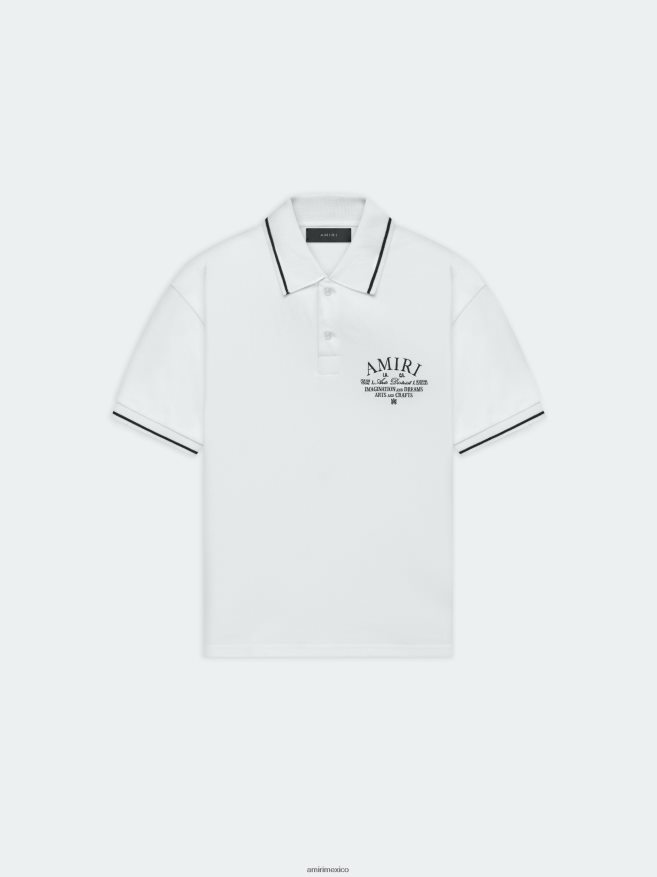 AMIRI hombres blanco polo de piqué del distrito de las artes de la marca 6TLR20100