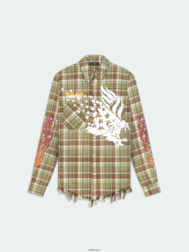 AMIRI hombres lejía verde franela de águila tgcw 6TLR20107