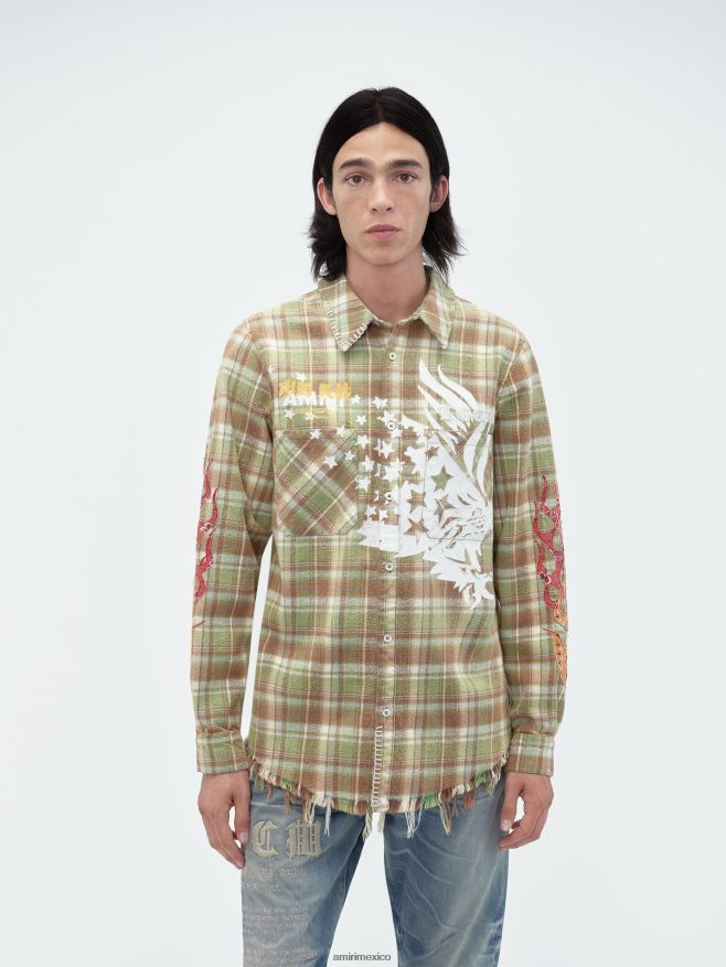 AMIRI hombres lejía verde franela de águila tgcw 6TLR20107