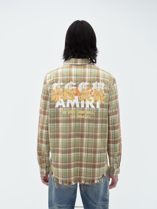 AMIRI hombres lejía verde franela de águila tgcw 6TLR20107