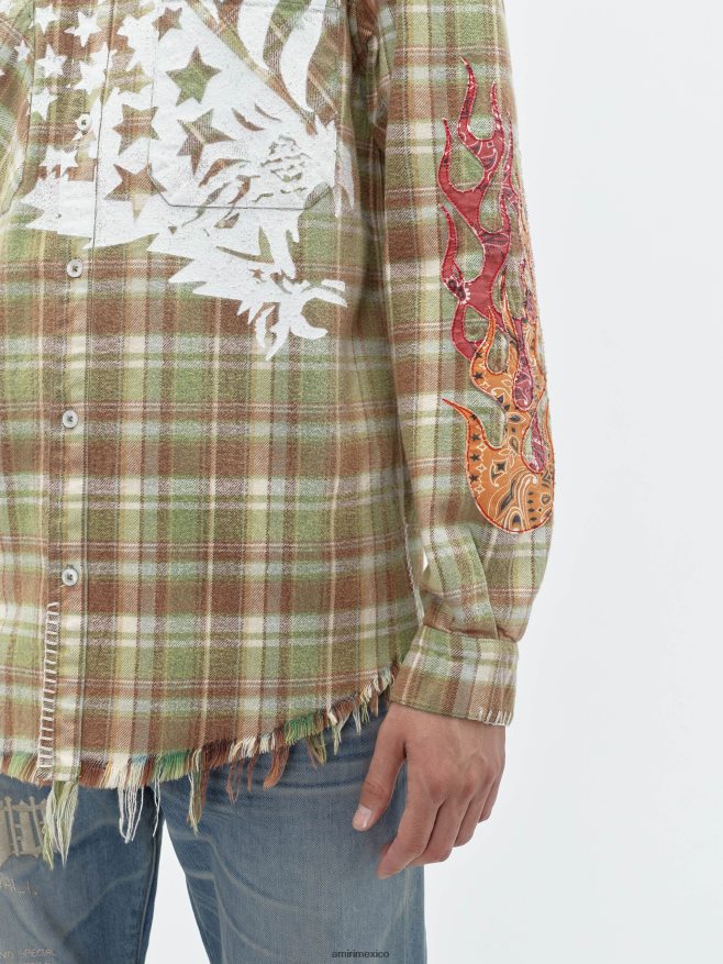 AMIRI hombres lejía verde franela de águila tgcw 6TLR20107