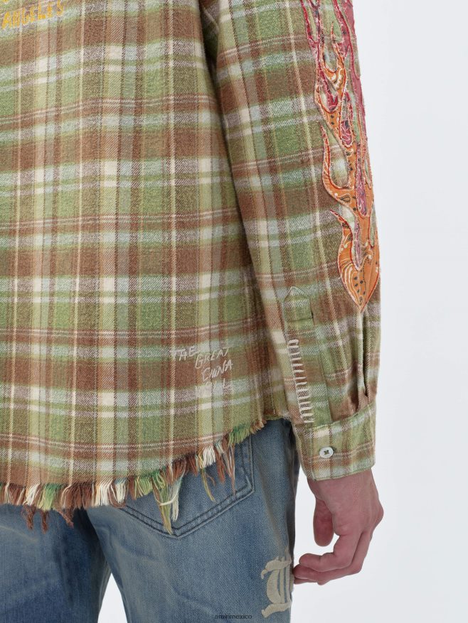 AMIRI hombres lejía verde franela de águila tgcw 6TLR20107