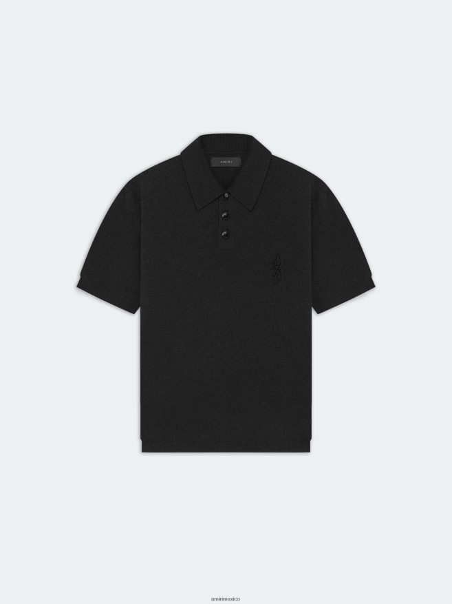 AMIRI hombres negro polo manga corta brand stack 6TLR2098