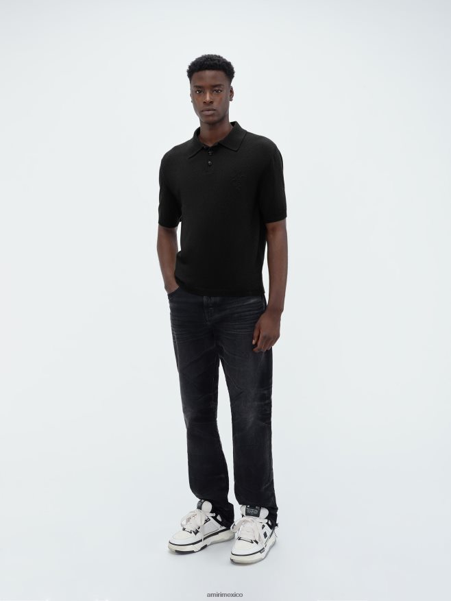AMIRI hombres negro polo manga corta brand stack 6TLR2098