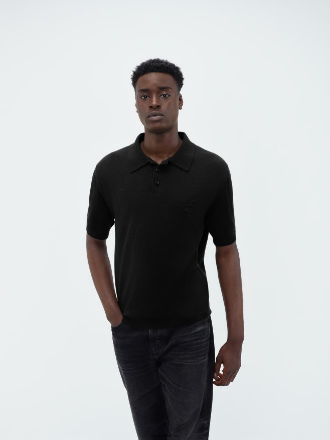 AMIRI hombres negro polo manga corta brand stack 6TLR2098