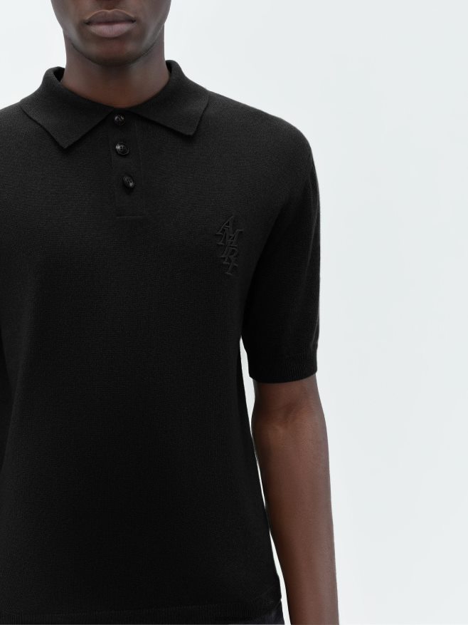 AMIRI hombres negro polo manga corta brand stack 6TLR2098