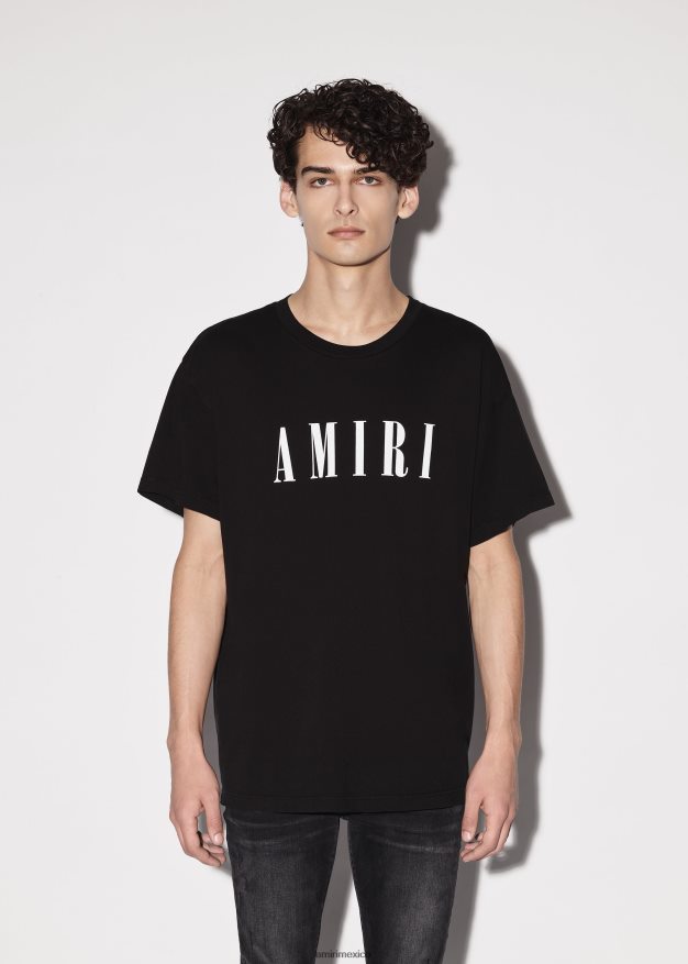AMIRI hombres negro camiseta con logo central de la marca 6TLR2078