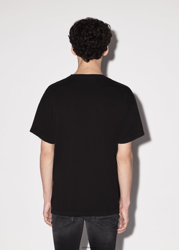 AMIRI hombres negro camiseta con logo central de la marca 6TLR2078