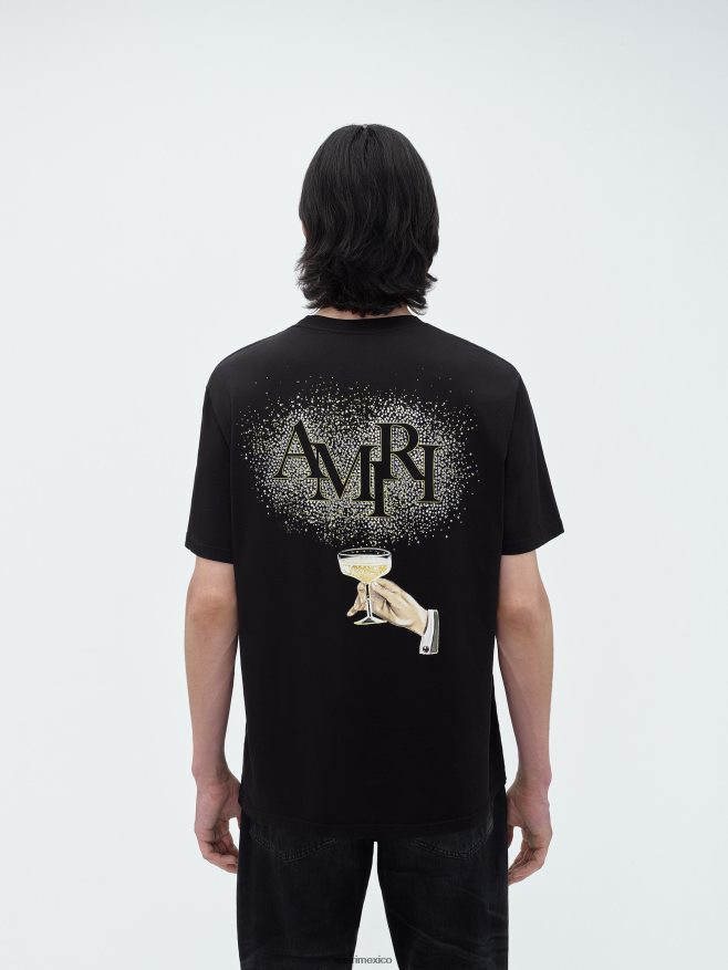 AMIRI hombres negro camiseta de champán de cristal 6TLR2065