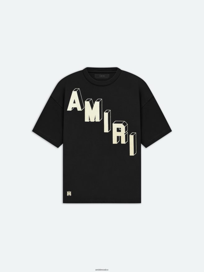 AMIRI hombres negro camiseta skater de hockey flocada 6TLR2086