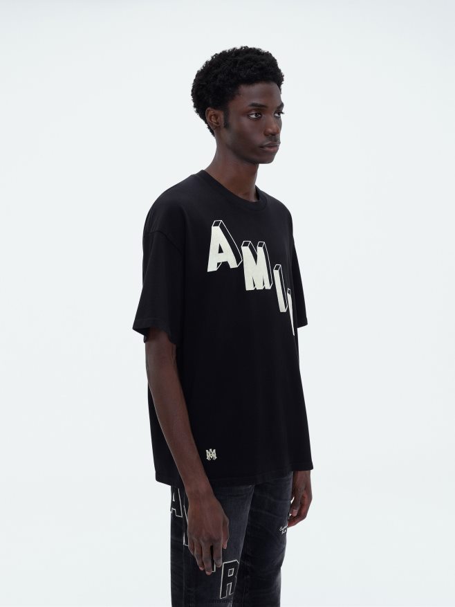 AMIRI hombres negro camiseta skater de hockey flocada 6TLR2086