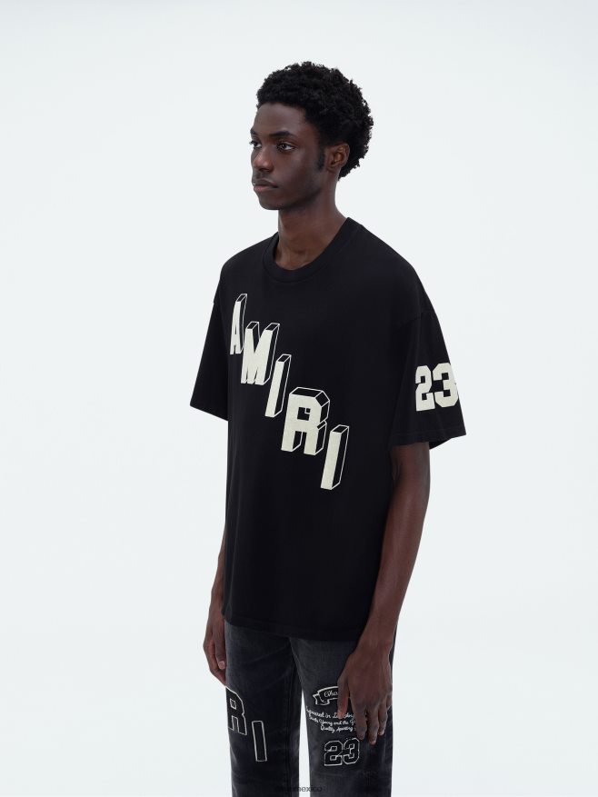 AMIRI hombres negro camiseta skater de hockey flocada 6TLR2086
