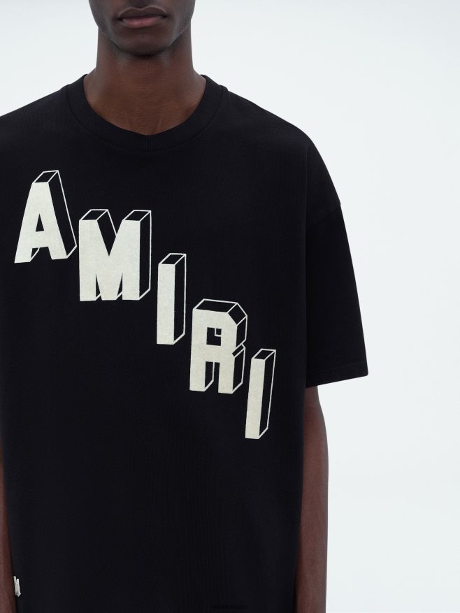 AMIRI hombres negro camiseta skater de hockey flocada 6TLR2086