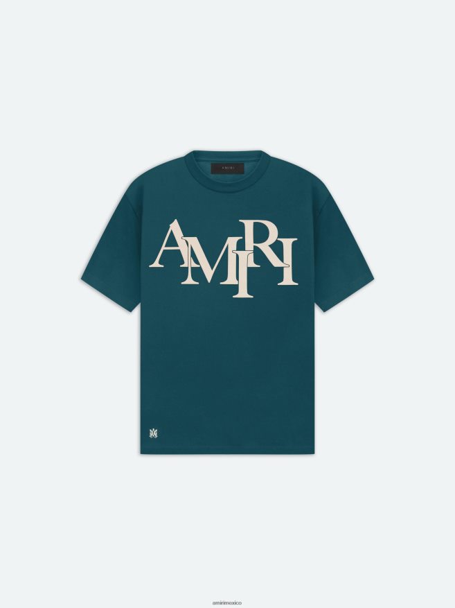 AMIRI hombres selva camiseta con logo escalonado de la marca 6TLR2060