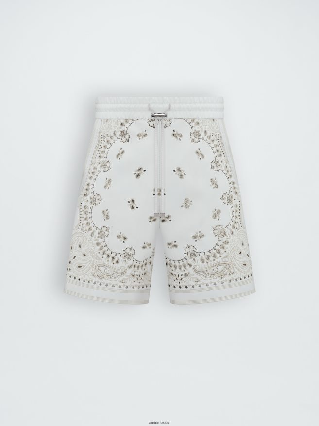 AMIRI hombres blanco pañuelo de cuero corto 6TLR20178