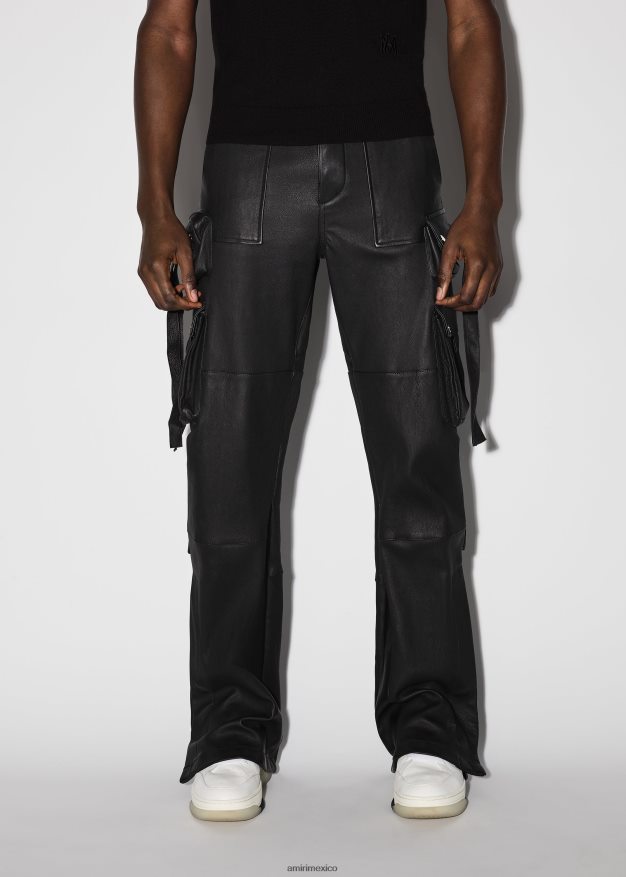 AMIRI hombres negro cargo con estilo de cuero 6TLR20176