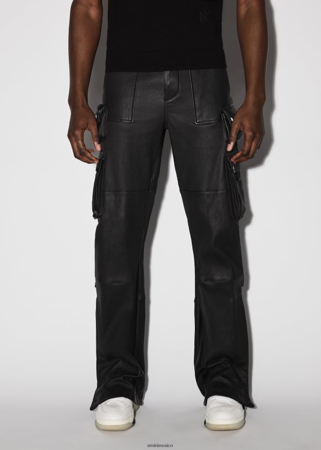 AMIRI hombres negro cargo con estilo de cuero 6TLR20176
