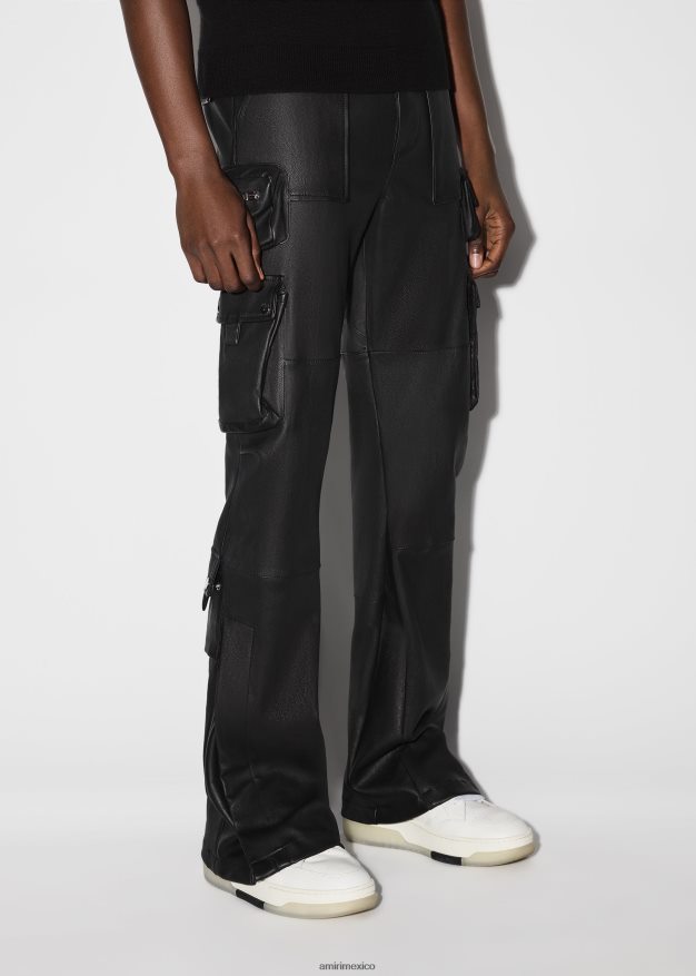 AMIRI hombres negro cargo con estilo de cuero 6TLR20176