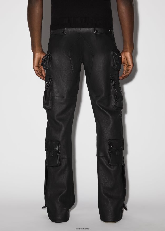 AMIRI hombres negro cargo con estilo de cuero 6TLR20176
