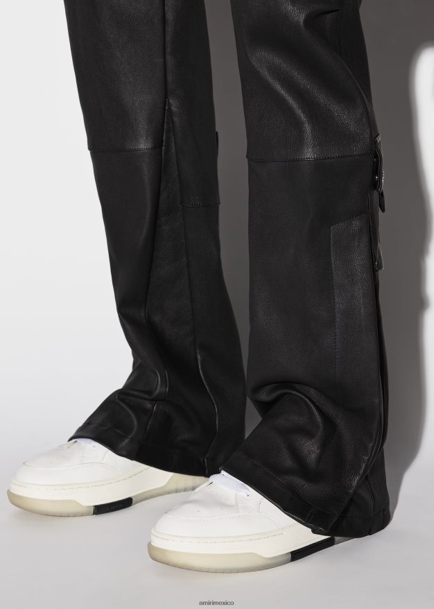 AMIRI hombres negro cargo con estilo de cuero 6TLR20176