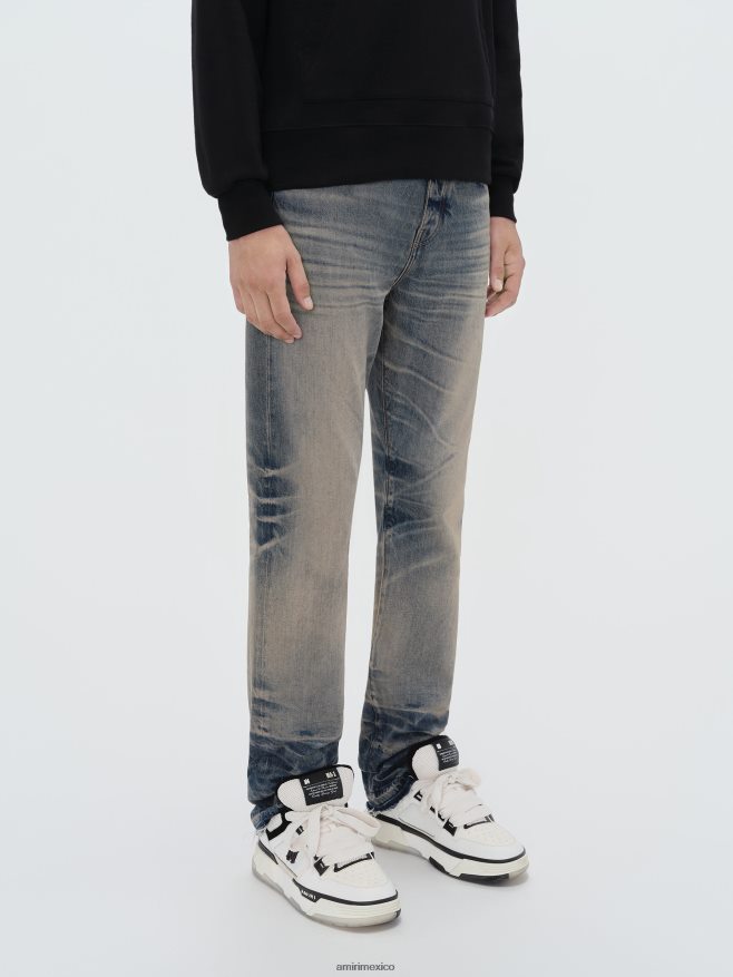 AMIRI hombres índigo antiguo jeans rectos con dobladillo suelto 6TLR202