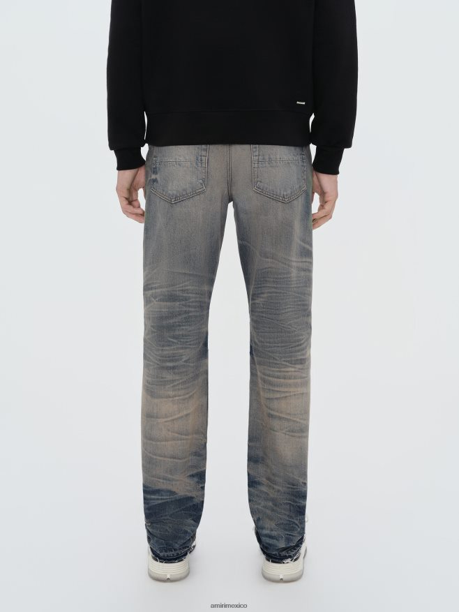 AMIRI hombres índigo antiguo jeans rectos con dobladillo suelto 6TLR202