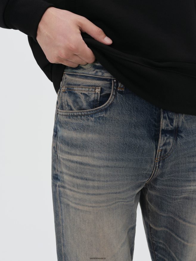 AMIRI hombres índigo antiguo jeans rectos con dobladillo suelto 6TLR202