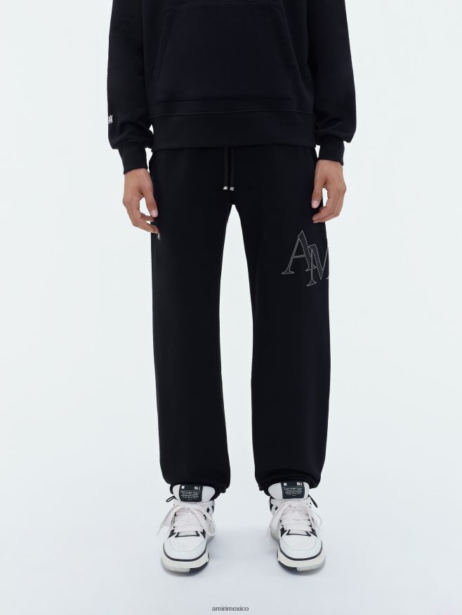 AMIRI hombres negro pantalón deportivo escalonado de marca 6TLR20158