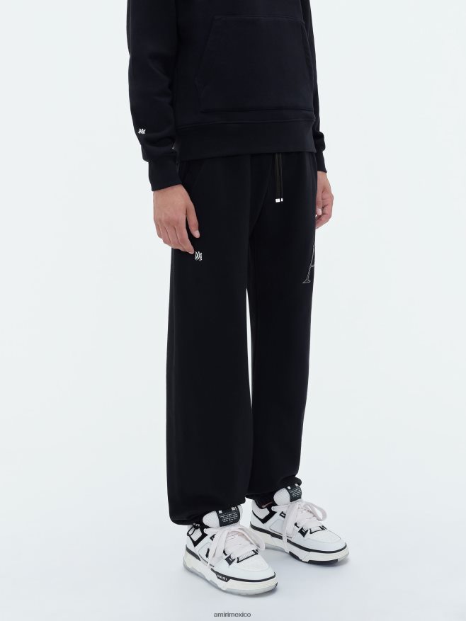 AMIRI hombres negro pantalón deportivo escalonado de marca 6TLR20158