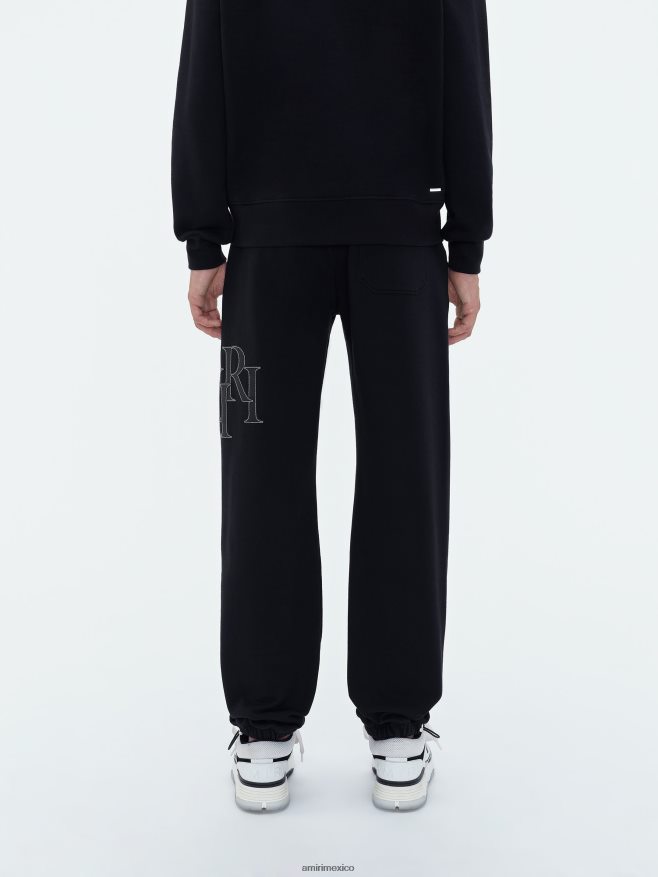 AMIRI hombres negro pantalón deportivo escalonado de marca 6TLR20158