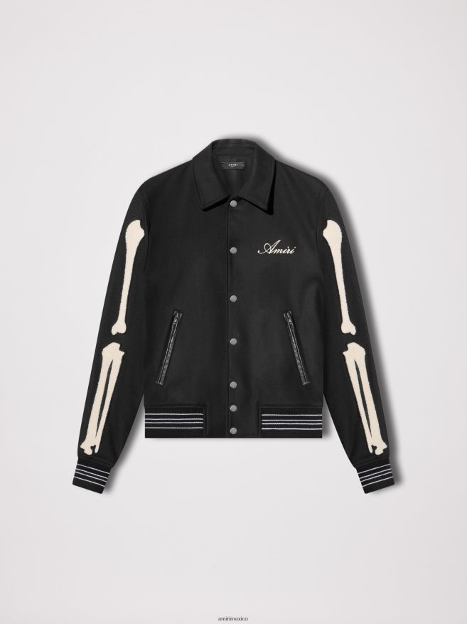 AMIRI hombres negro chaqueta universitaria huesos 6TLR20168