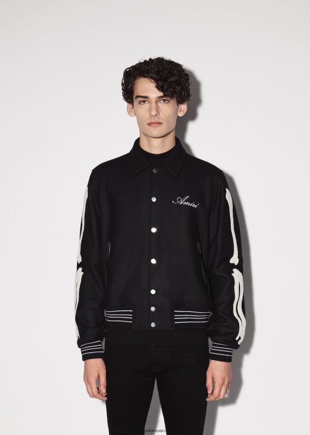 AMIRI hombres negro chaqueta universitaria huesos 6TLR20168