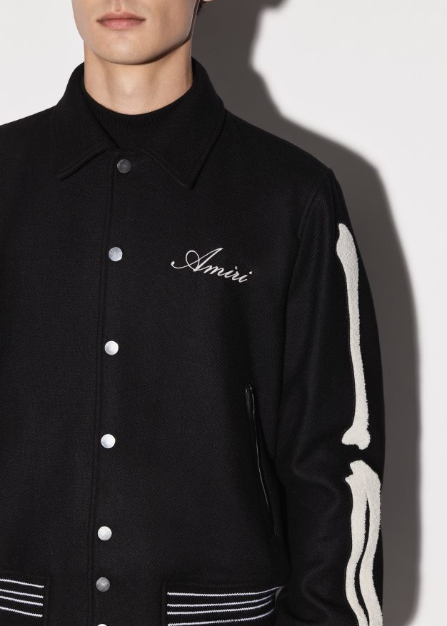 AMIRI hombres negro chaqueta universitaria huesos 6TLR20168
