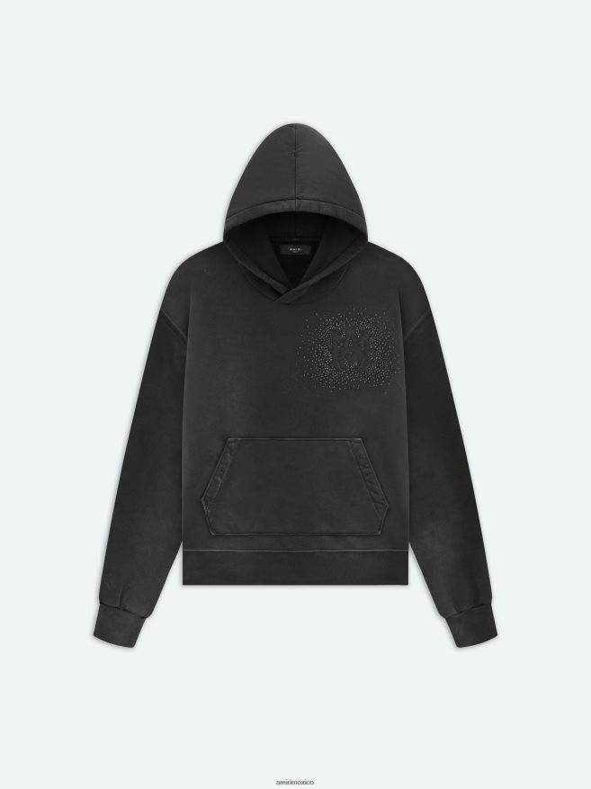 AMIRI hombres negro descolorido sudadera con capucha de explosión de cristal 6TLR20137