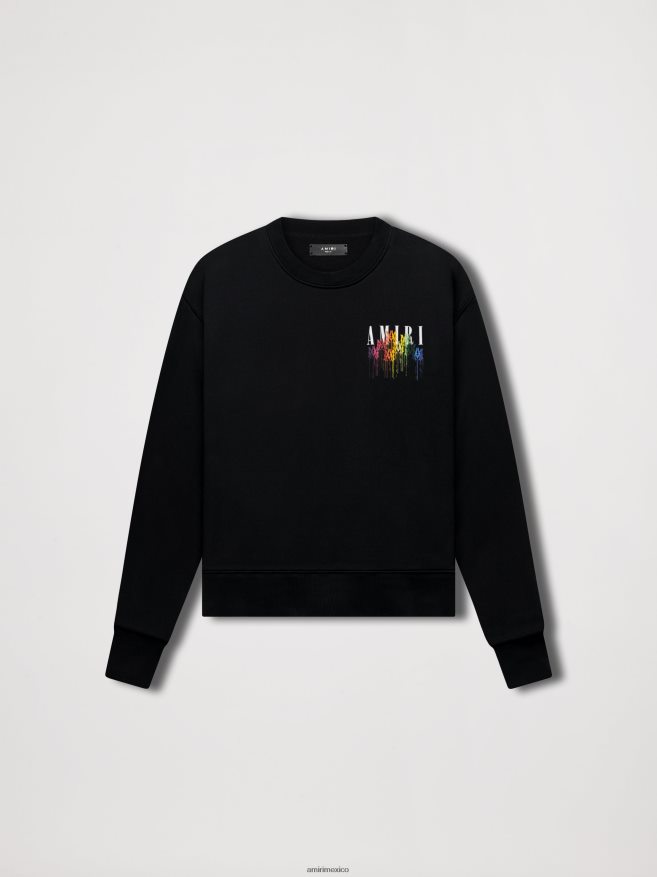 AMIRI hombres negro mamá. cuello redondo con collage de goteo 6TLR20152