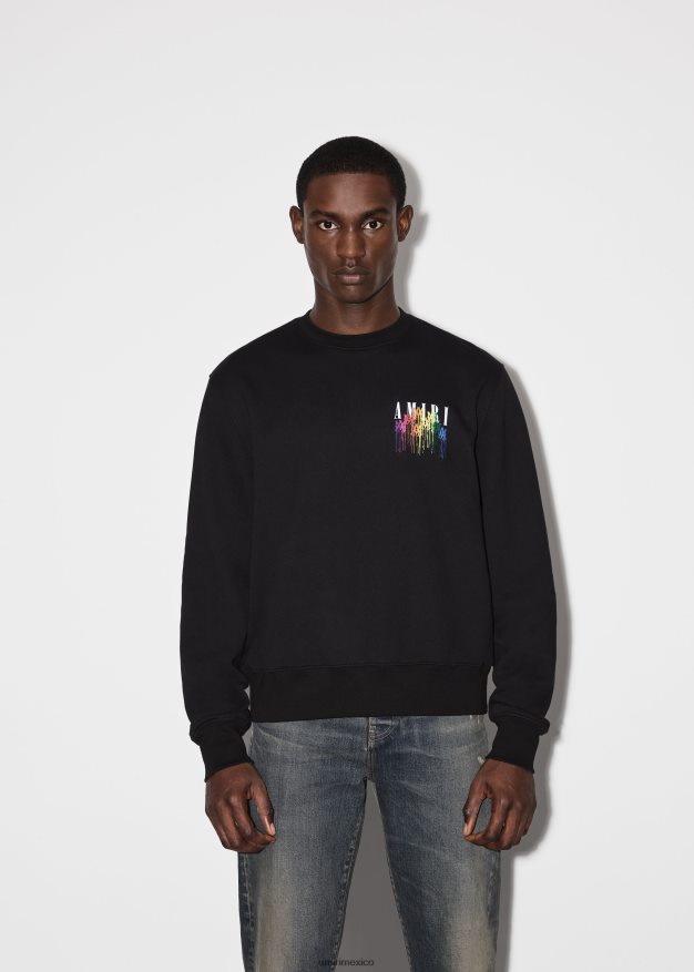 AMIRI hombres negro mamá. cuello redondo con collage de goteo 6TLR20152