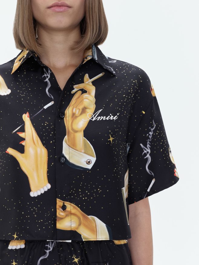 AMIRI mujer negro camisa de seda champán 6TLR20255