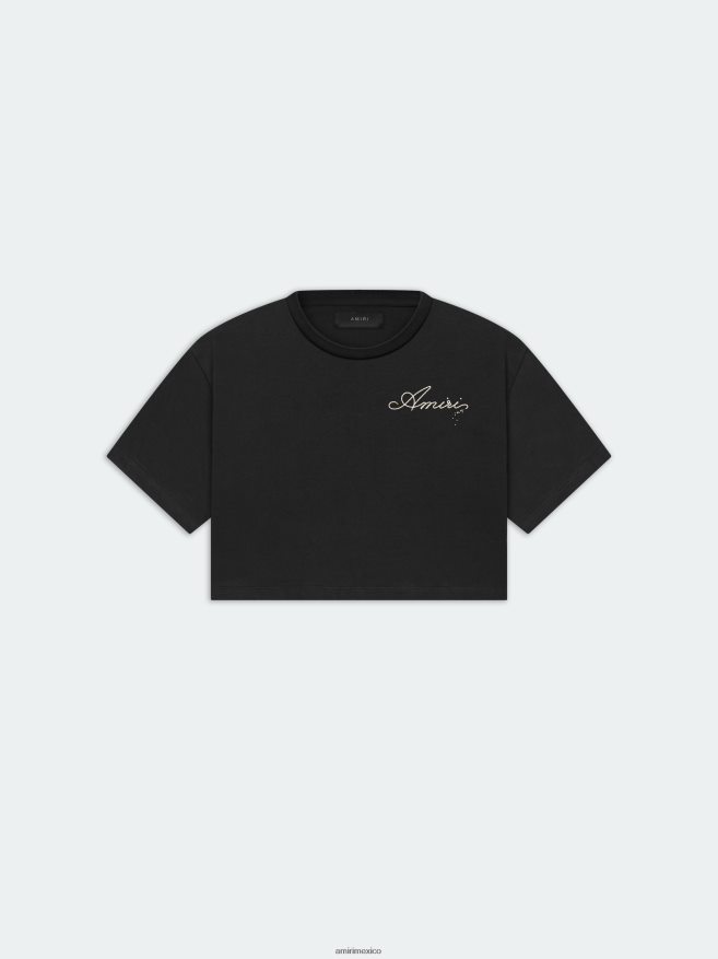 AMIRI mujer negro camiseta corta champán 6TLR20243