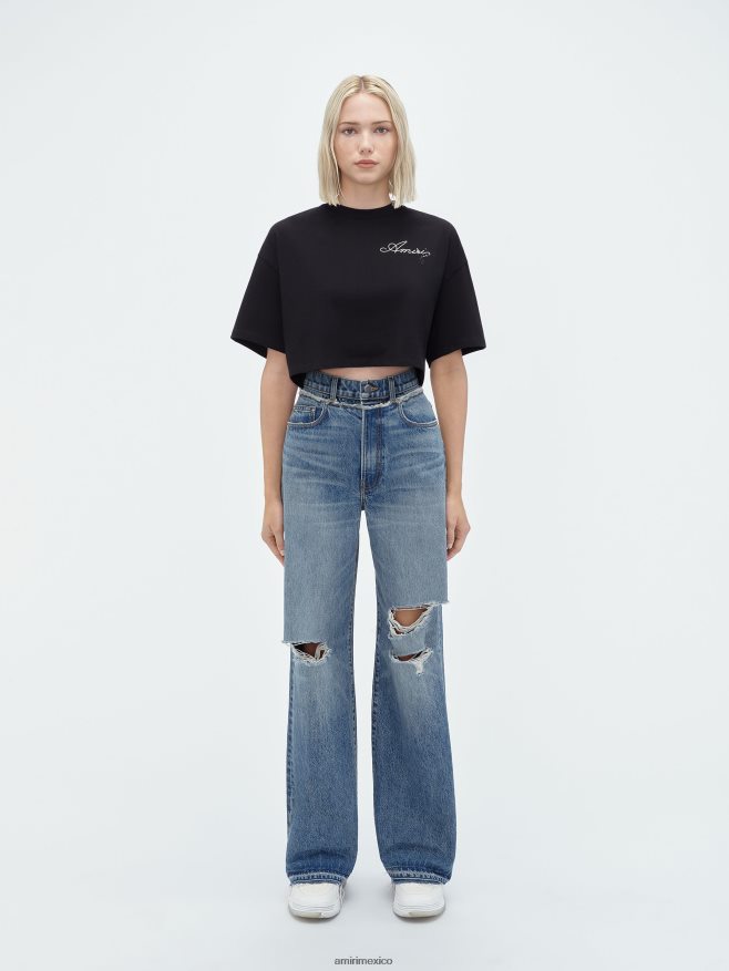 AMIRI mujer negro camiseta corta champán 6TLR20243