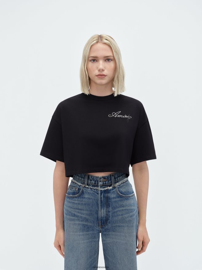 AMIRI mujer negro camiseta corta champán 6TLR20243